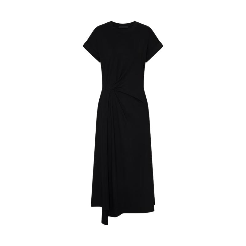 

MO&Co. Modal Blend Pleated Slit Black Dress M/165