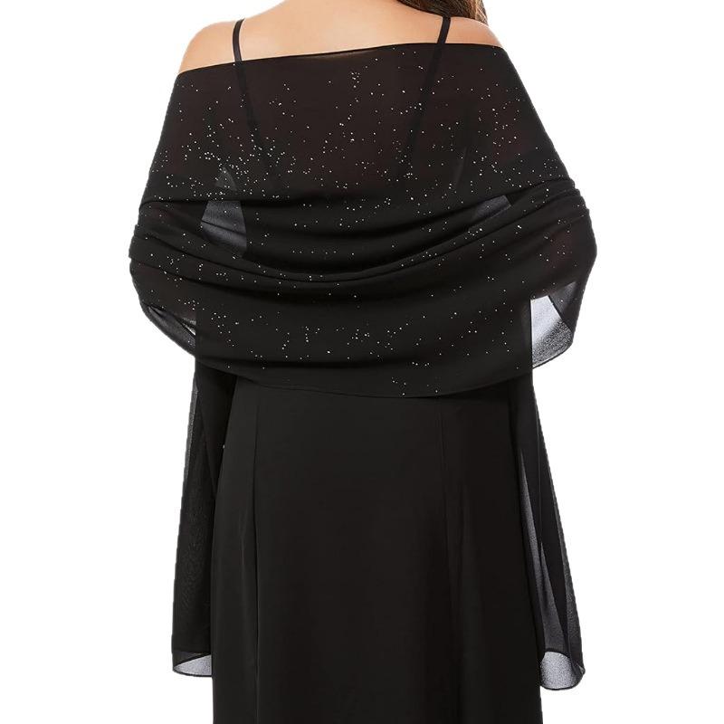 Abendkleid Schal Transparent Chiffon Damen Elegant Weich Seidig Glänzend Schal Hochzeit Brautschal Hochzeitsfeier