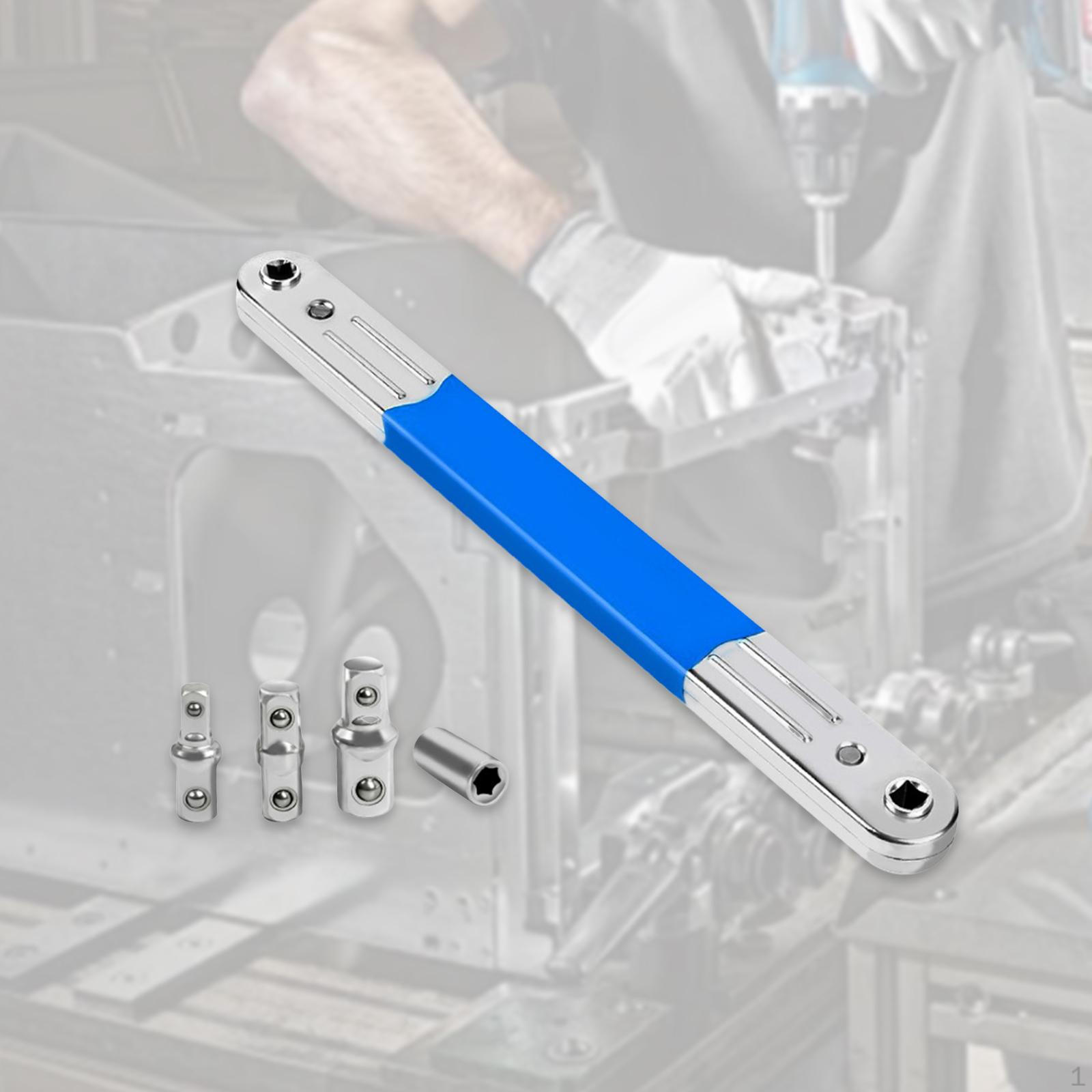 

15inch Offset Extension Wrench Set with Drive Adapters for Compact Areas Blue Enhanced