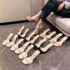 French Rhinestone with Transparent Sandals for Women In Autumn 2025, New Fashionable and Versatile Temperament, Crystal Thick Heel Waterproof Table