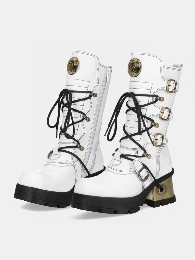 Thick Bottom Height-Increasing Women's Autumn and Winter Metal Punk Niche Leather Motorcycle Single Dark Retro Ankle Boots