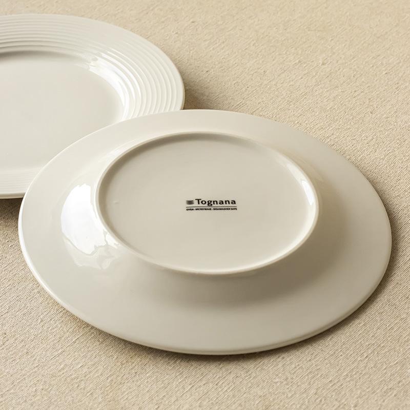 Premium Threaded Flat Plate Tableware Simple Ceramic Plate Western Food Plate Pasta Plate Household Vegetable Plate Hotel Plate