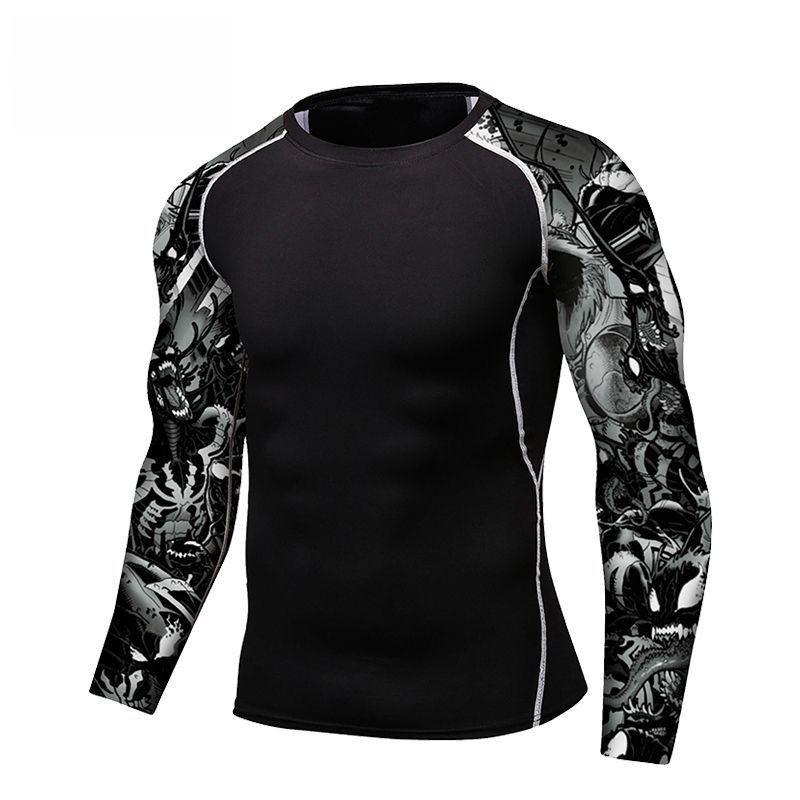 Tricou Sport cu Mânecă Lungă cu Compresie pentru Bărbați: Absorbție transpirație, Elastic, pentru Alergare și Ciclism.