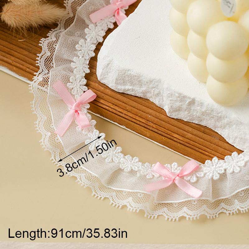 1yard Butterfly Knot Lace Embroidery Decorative Woven Tape Trim Ribbon Polyester Ribbon Fabric DIY Crafts Supply 3.8cm wide