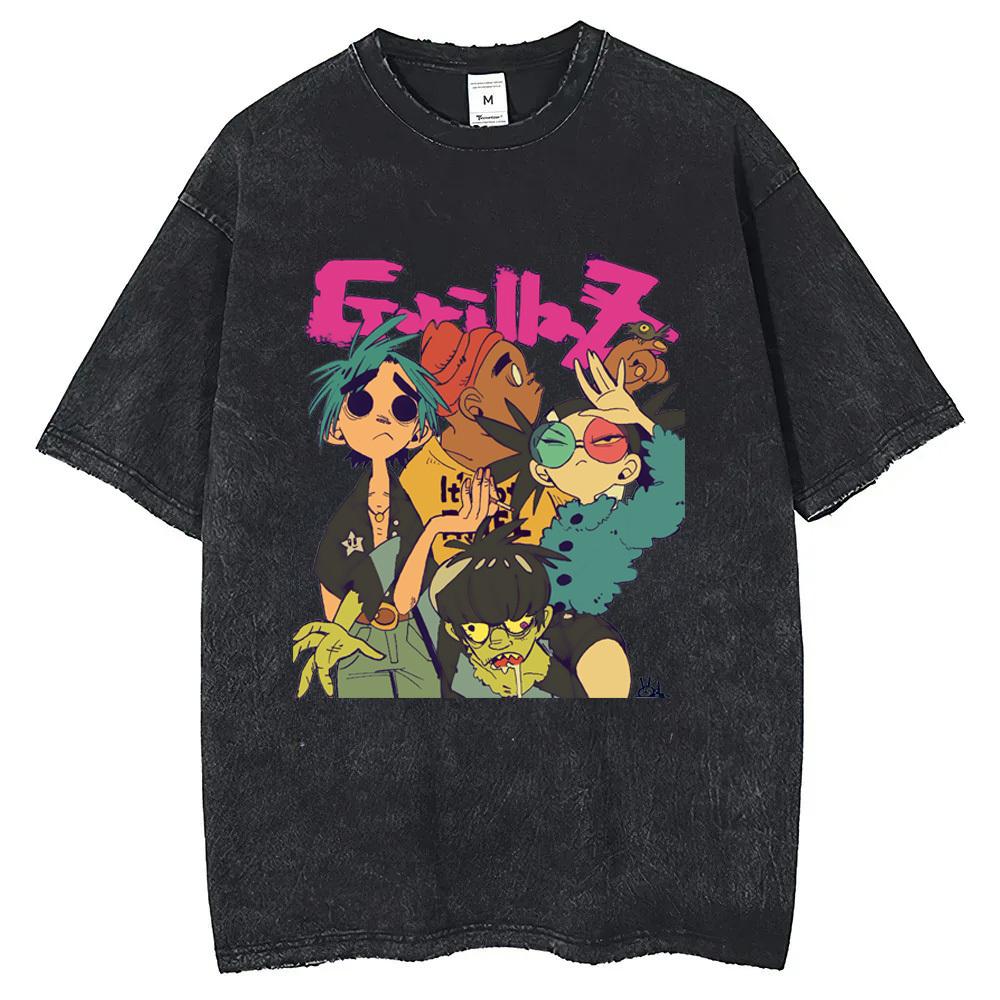 Gorillaz Shirt Cotton High Quality Teen Harajuku  Hip Hop Colorful Graphic T-shirt 2000s Harajuku Kawaii Streetwear Y2k