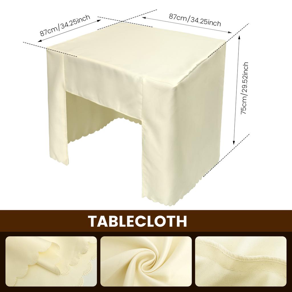 Table Cover Double Satin Open Back Fitted Table Cloth Machine Washable Square Tablecloth Decorative for Party Banquet Exhibition