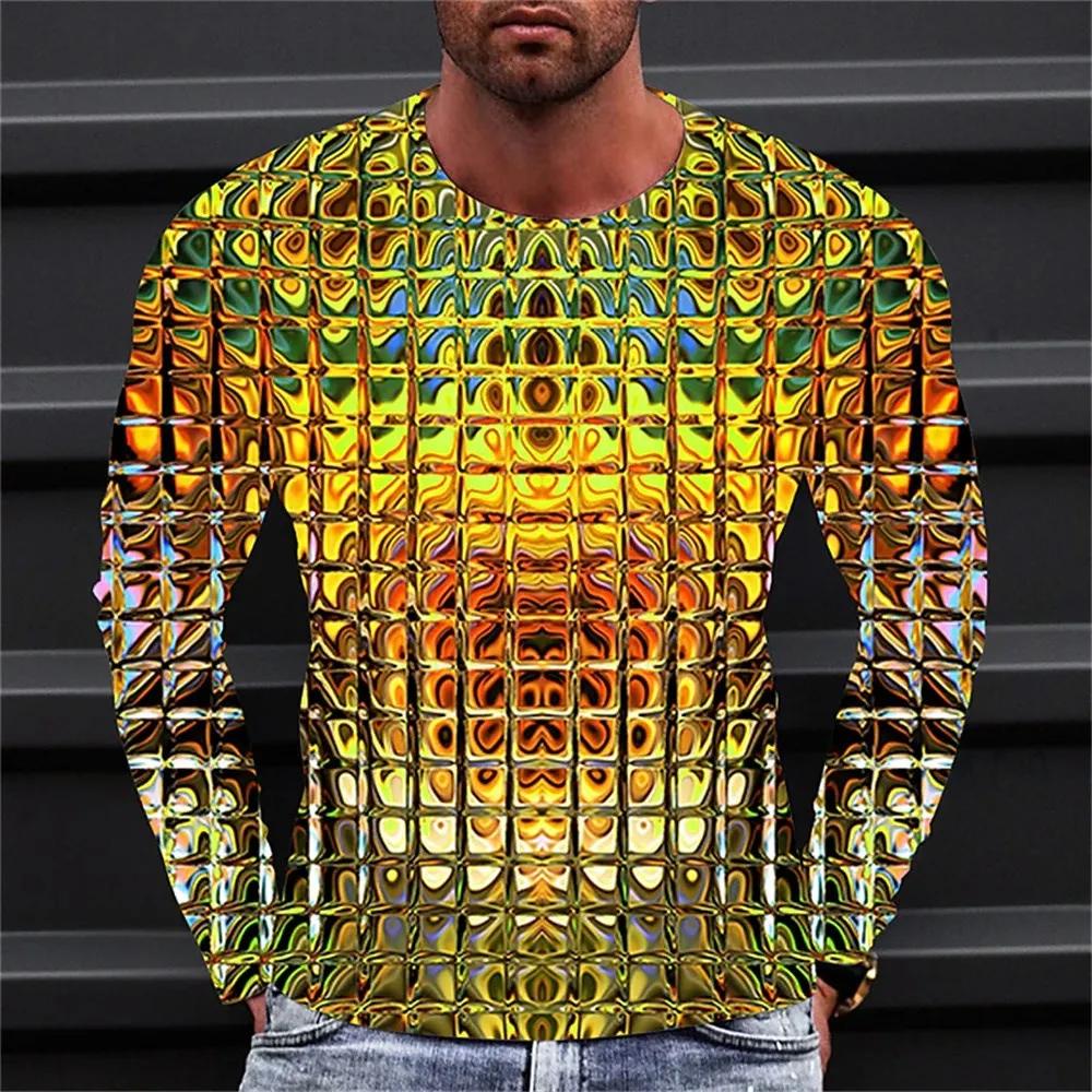 2024 Men'S Long Sleeve T-Shirts Harajuku 3d Print Graphic Men Oversized Clothing Fashion Street Tees Shirt Casual O Collar Tops