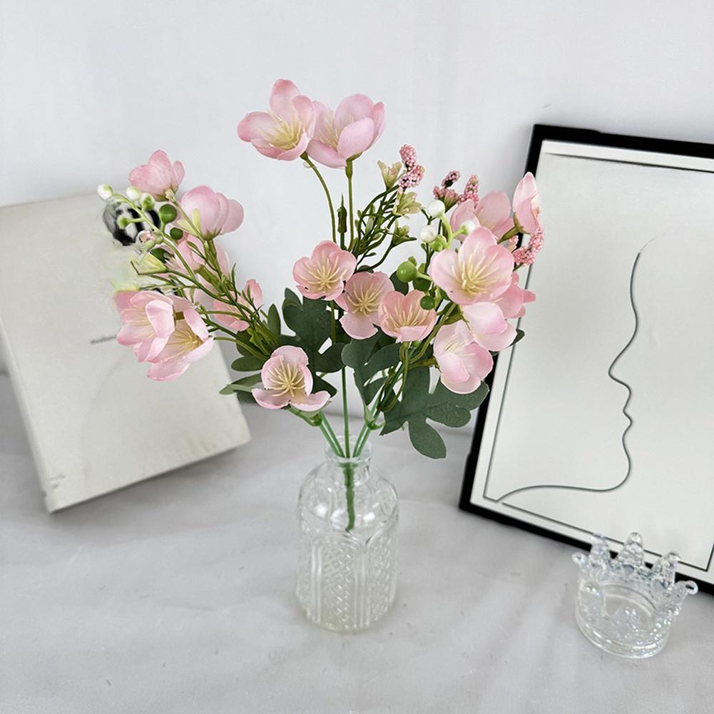 Artificial Jasmine Flowers 5 Branches 20 Blossoms Silk Flower Bouquet For Weddings Decor Photography Props And Office Decoration