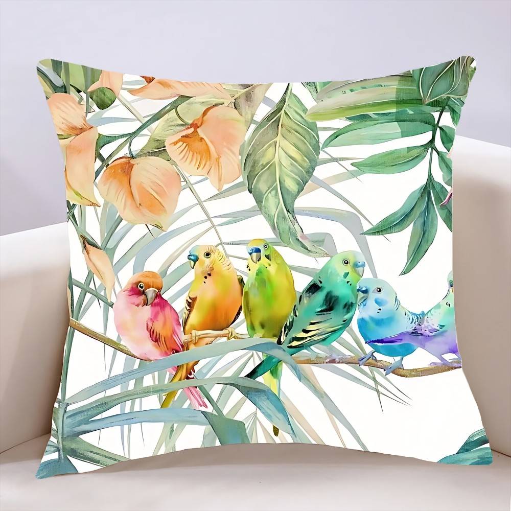 

Наволочка с принтом цветов и птиц, чехол для подушки, мягкая милая наволочка для декоративной подушки для автомобиля, дивана, наволочка из полиэстера на молнии 16x16Inch