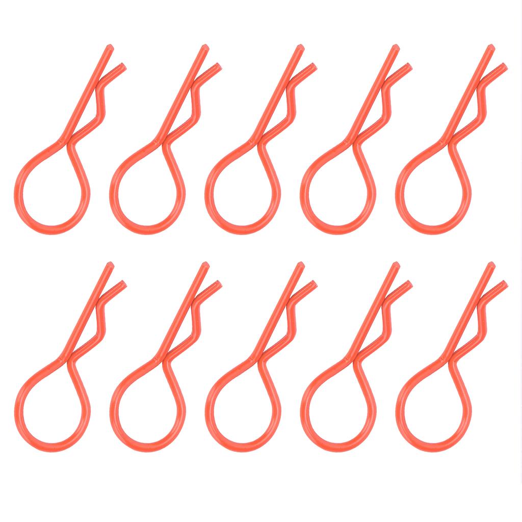 10Pcs 13MM RC Car Shell Clip RShape Metal Body Clips Pins for 15 16 18 110 RC Car(Orange )