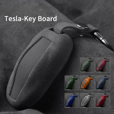 Wrap Car Reomte Key Case Shell Cover für Tesla Model 3 Model Y Model S Schlüsselanhänger Schlüsselring Autozubehör