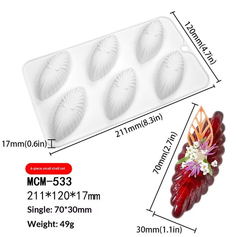 6 Cavity Shell Design Pudding Silicone Mousse Mould 3D Candy Chocolate Mold Diy Soap Model Cake Decorating Tools Bakeware