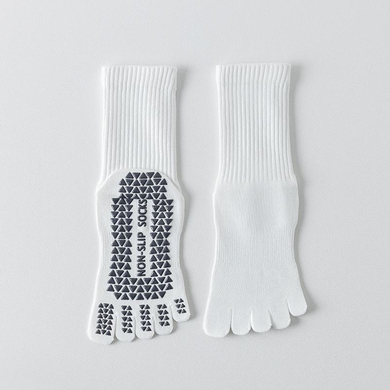 

Pilates Sock Children s Spring and Autumn Yoga Mid-length Socks, Pure Cotton, Bone-free, Five-finger Socks, Anti-slip Indoor Split-toe Socks 1 pair белый