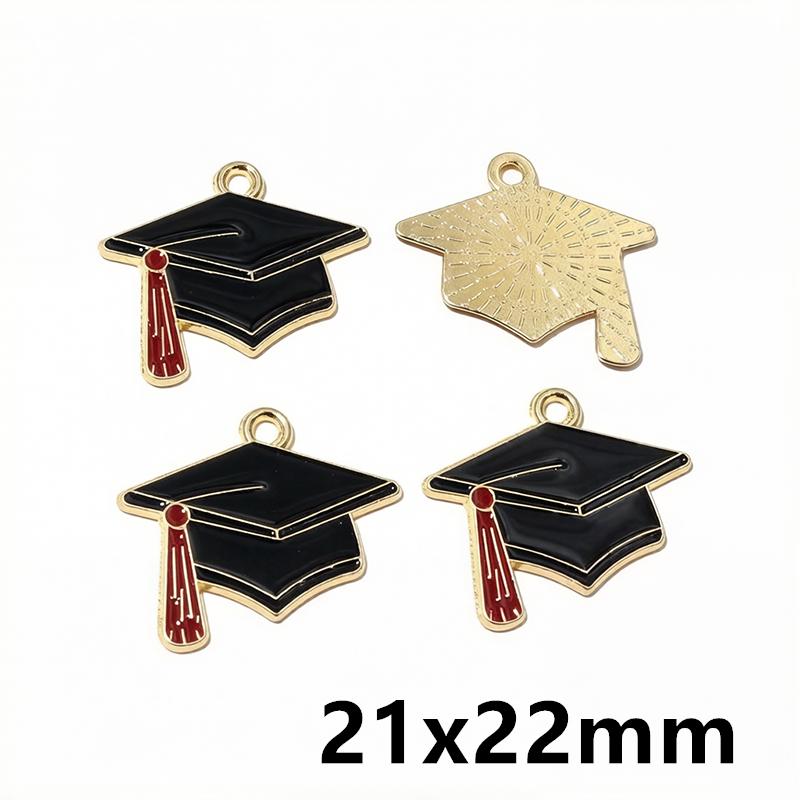 10Pcs Enamel Graduation Hat Charms Pendant for Necklaces Earrings DIY Jewelry Making Decorations Accessories Findings