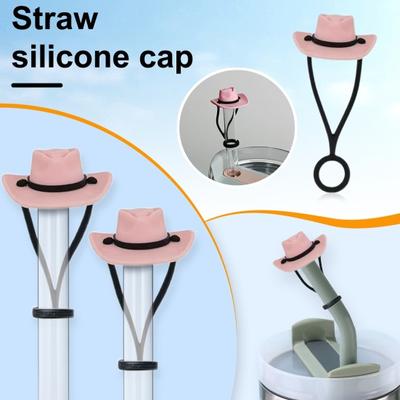 1/4Pcs Cowboy Hat Straw Cover Food Grade Silicone Reusable Dust-proof 30/40Oz Tumbler Straw Tip Plug Topper Protector Cup Accessories