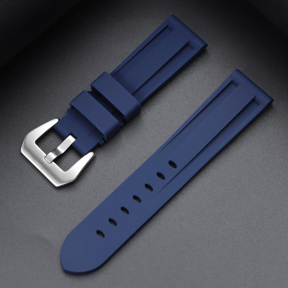 20/22/24/26mm Naht Sport Silikon Uhrenarmbänder für Panerai Weiches Bequemes Gummi Uhrenarmband Blau Schwarz Braun Zubehör