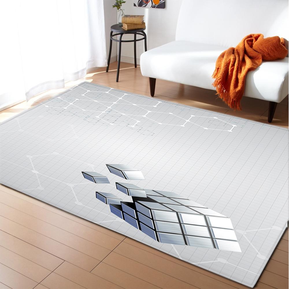 Striped Checked Large Carpet Feather Wind Bedroom Floor Mat