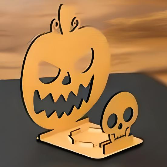 Halloween Shadow Candle Holder Funny Shadow Stand Candlestick with Witch Skeleton Pumpkin Cat Silhouette Holiday Table Centerpiece