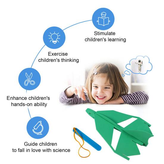 1 Set DIY Stunt Catapult Airplane Toy Kit Handmade EVA Puzzle Launching