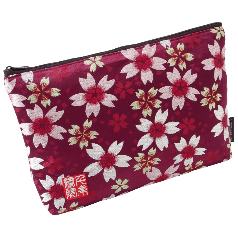 Senshishuin Nishijin Brocade Stamp Book Case Edo Purple Cherry Blossom Design Pouch/Shrine (Lined) (Large)