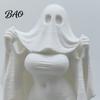 Female Ghost Halloween Decor 3D Printed Bride Statue Ornament, Figure Sculpture with Resin-like Craft Stable Base, Decorative Minimalist Spooky