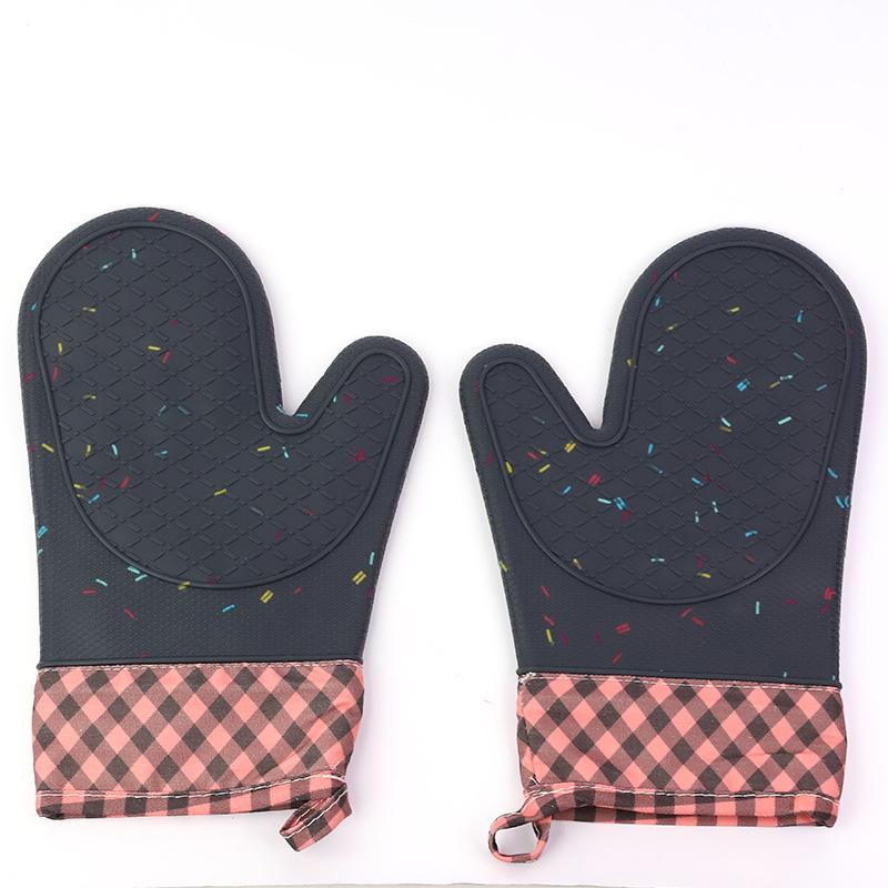 Thickened Silicone Gloves High Temperature Microwave Oven Gloves Non-slip Oven Gloves Kitchen Heat Insulation Anti-scalding Baking Gloves