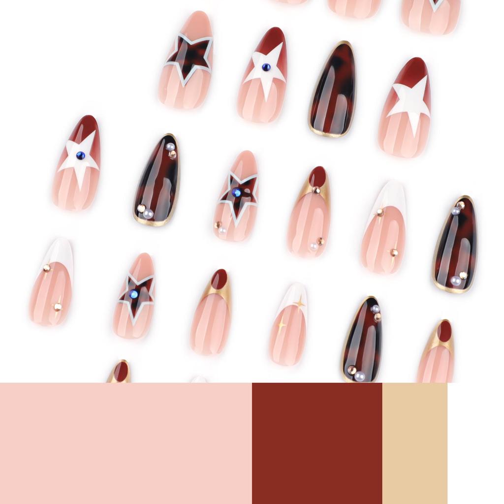Tortoiseshell Gradient Almond Nails and Star Nail Art Tips - Autumn/Winter Collection