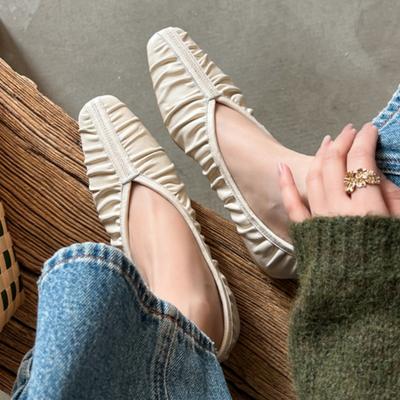 Mode 2025 Nouvelles Chaussures Plates Printemps Automne pour Femmes Style Romain Rétro Chaussures Souples Mode Décontractée Bout Carré Bouche Peu Profonde Confortables Chaussures Plates pour Femmes