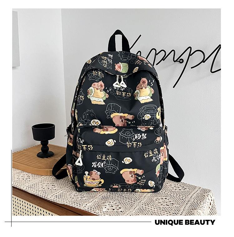 

Школьные рюкзакиНовая карточка Женский рюкзак Милый мультяшный Высокая ценность Студент средней школы Большая вместимость Школьная сумка Фиксация Универсальный чёрный