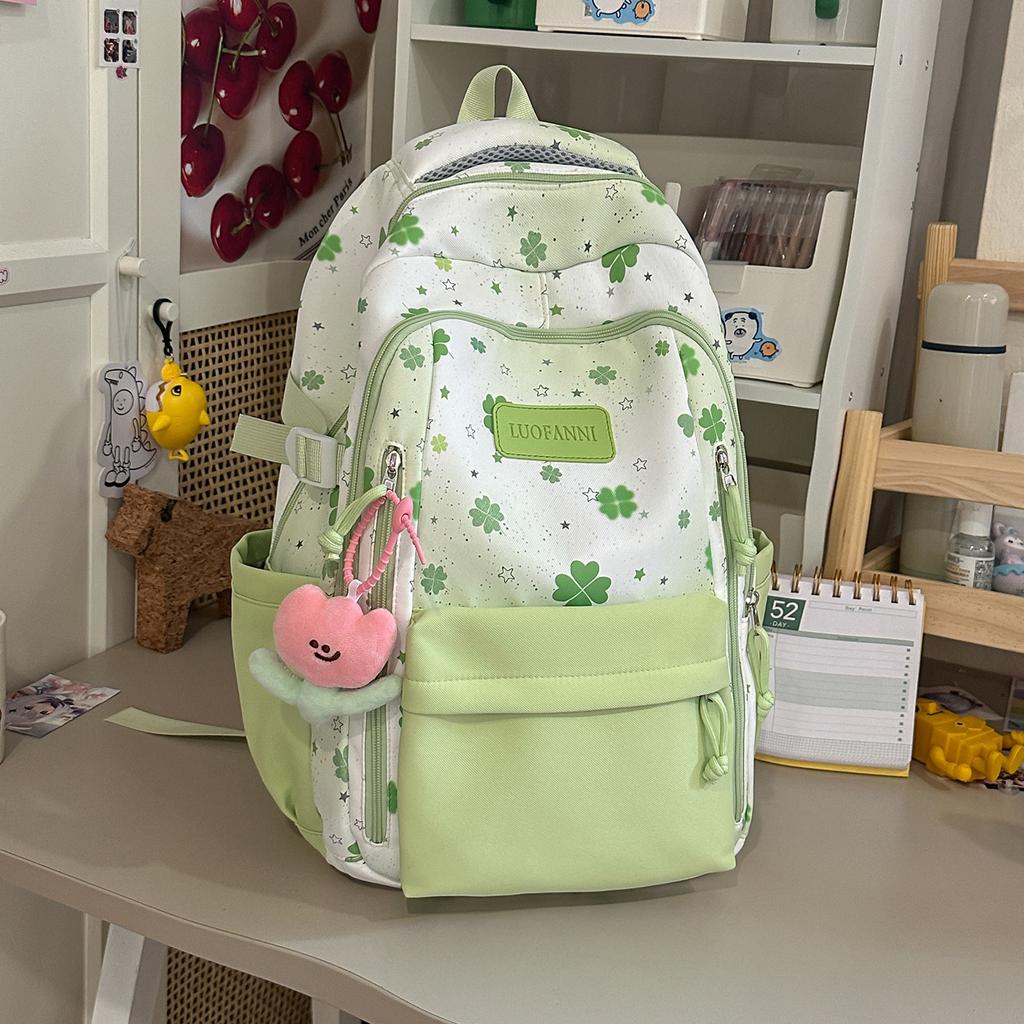 Schoolbag New High-value Ins Wind Smudging Large-capacity Backpack Mori Girl Printed Backpack Junior High School Student Backpack