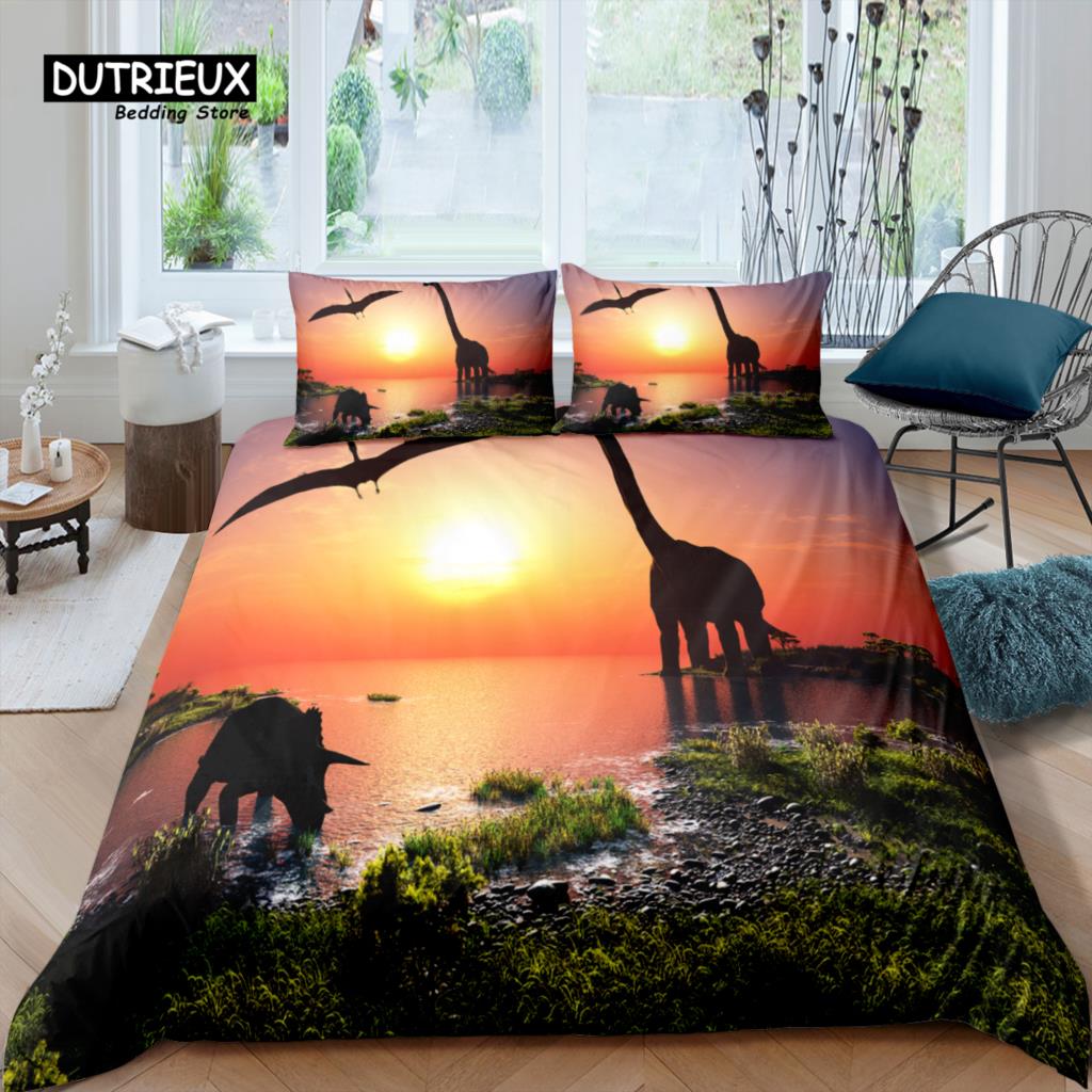 

Home Living Luxury 3D Tyrannosaurus Bedding Set Girl Duvet Cover Set Pillowcase Kids Bedding Set Queen and King EU/US/AU/UK Size (135x200cm)