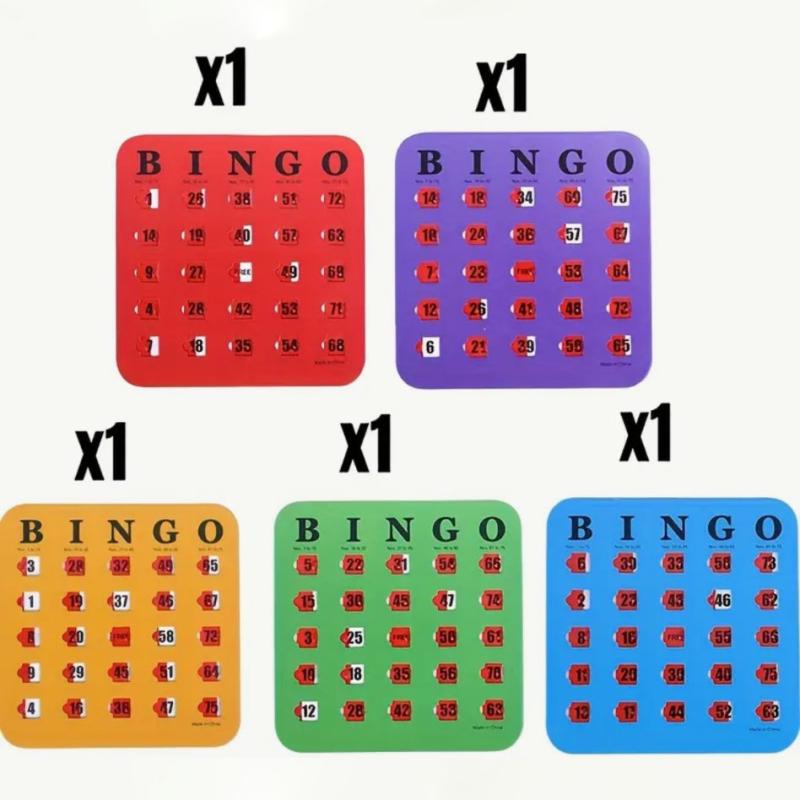5Pcs Bingo Game Card Easy-Read With Sliding Windows Reusable Logical Thinking Ability Game Bingo Board Game Party Gift