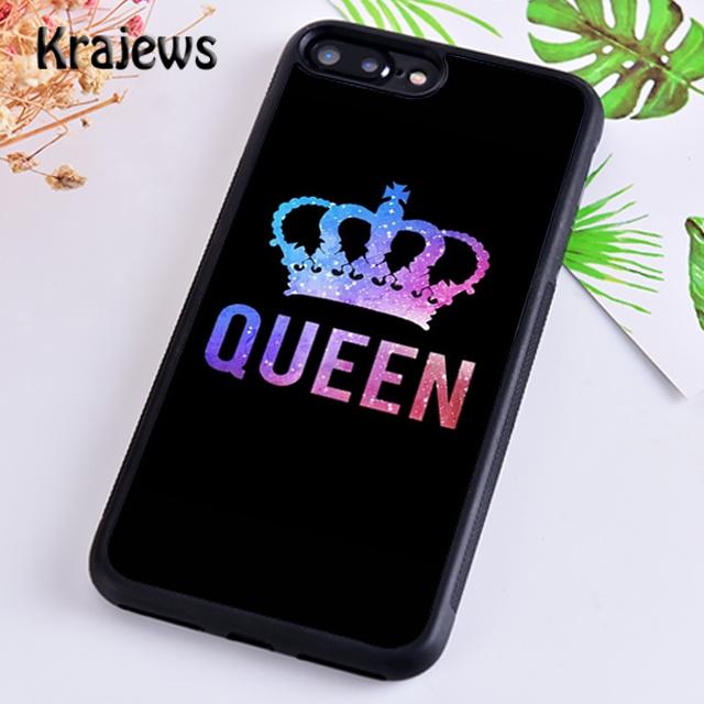 Krajews Luxury Romantic King Queen Couple Phone Case For iPhone 16 15 SE2020 14 6 7 8 plus 11 12 13 pro max Plus coque Fundas