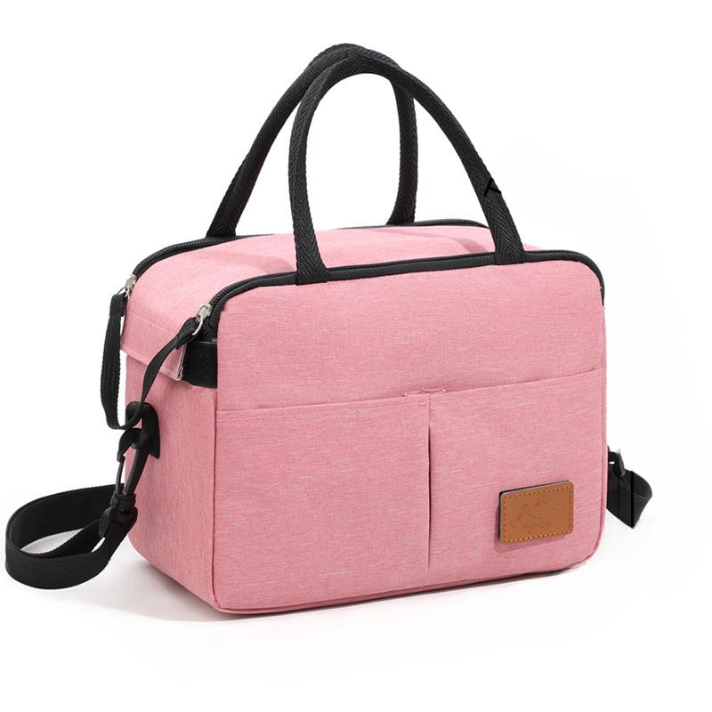 Solid Color Warm Bento Bag - Thickened Oxford Cloth Crossbody Bento Bag, Suitable for Commuting Use, Long-lasting Insulation-tan