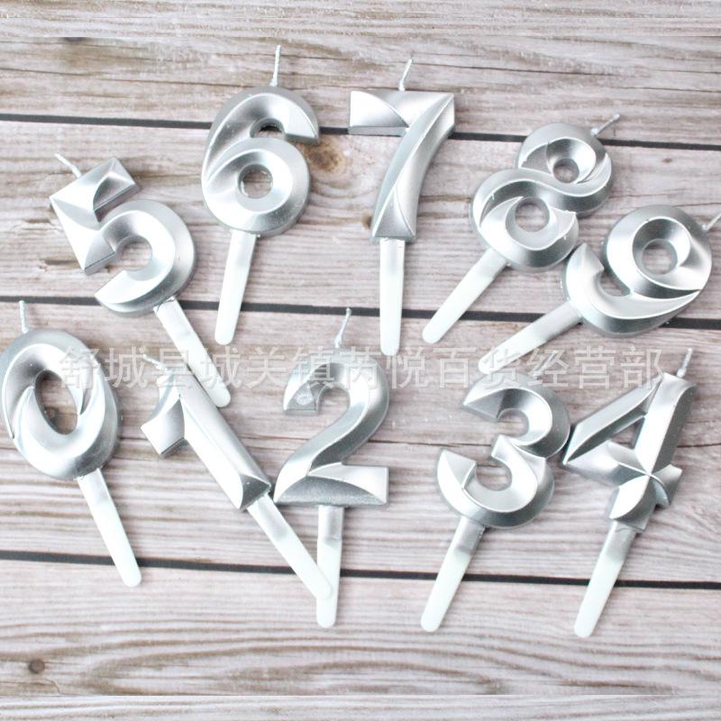 Ny Kreativ Födelsedagstårta Fest Födelsedagsdekoration Tredimensionell Silver Diamant Stor Siffra Ljus