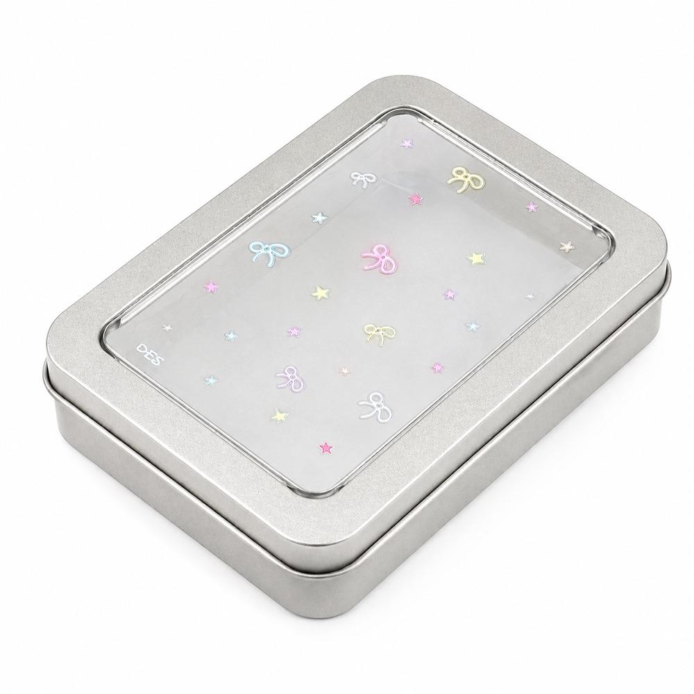 Tinplate Material Photocard Storage Box Portable Desktop Organizer Box  for Girls D