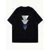 Oversized T Shirt Black Geometric Triangles Print Casual Wear
