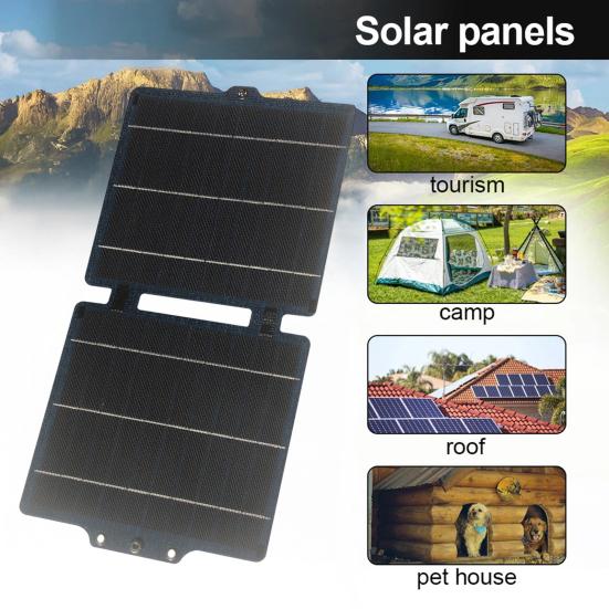 Solar Panel 10W High-Power Output Lightweight Portable Dual USB Type-C Interfaces ETFE Scratch-Proof Surface Solar Panel