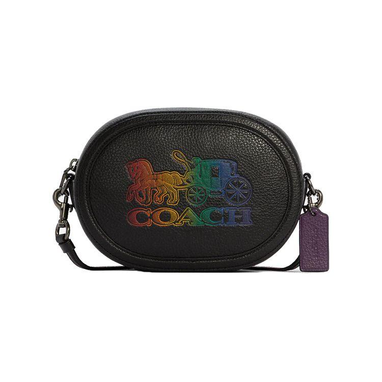Coach 21 Colorful Horse And Carriage Logo Embossed Zipper Leather Camera Bag Crossbody Shoulder Bag Small Women bags Black C6803-QBM2 Basic Set BagDust Bag 24990₽