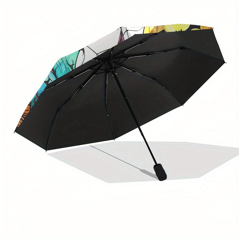 Halloween Stained Umbrella, Portable 3-Fold Compact Umbrella,Christmas Gift ES597