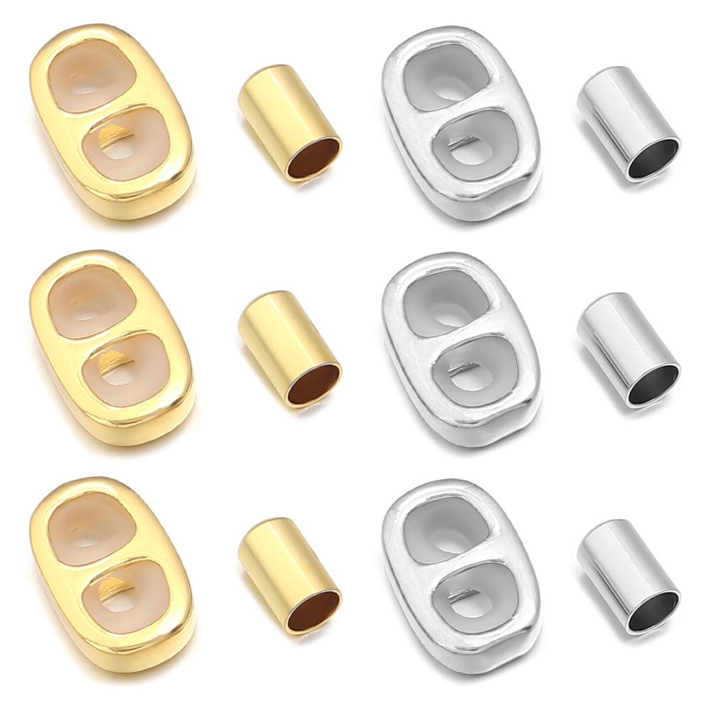 4Sets Metal Double Hole Adjustment Clasps Beads Gold Stopper Spacer Beads For Bracelet End Caps Connector For DIY Jewelry Making