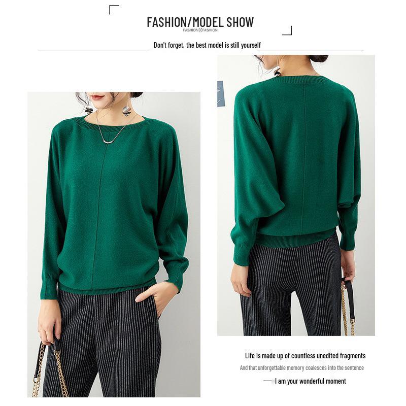 Women's Plus Size Chunky Knit Batwing Sweater - Spring/Autumn Long Sleeve, One-Shoulder Style