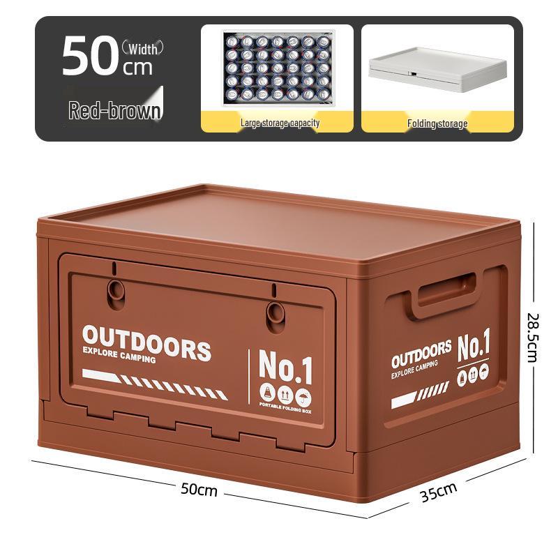 Extra Large Outdoor Storage Box: Side-Opening, Wood Lid, Foldable Camping & Car Trunk Organizer