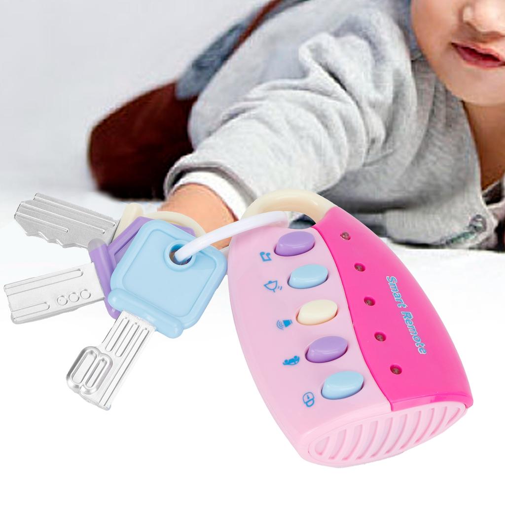 Simulated Car Key Lock Toy Remote Controller with Light Music Children Early Educational ToysPink