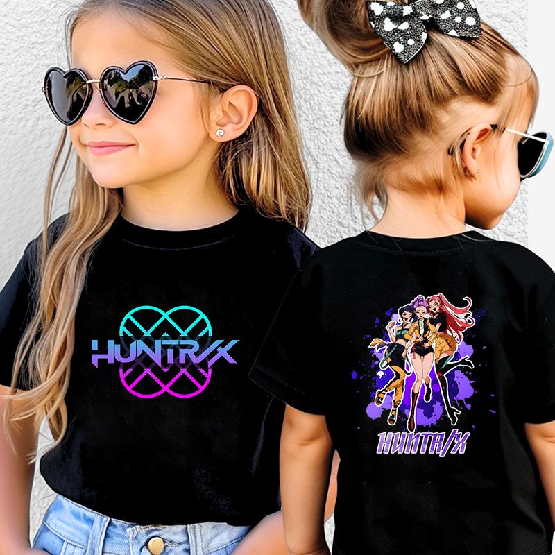 Kpop Hunter Girls' Korean Printed Short Sleeve Medium to Small Kids' T-Shirt