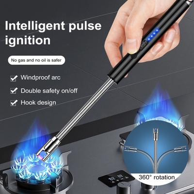 Electric Igniter 360-Degree Flexible Hose Design Portable Windproof Easy Ignition USB Rechargeable Pulse Igniter with Dual
