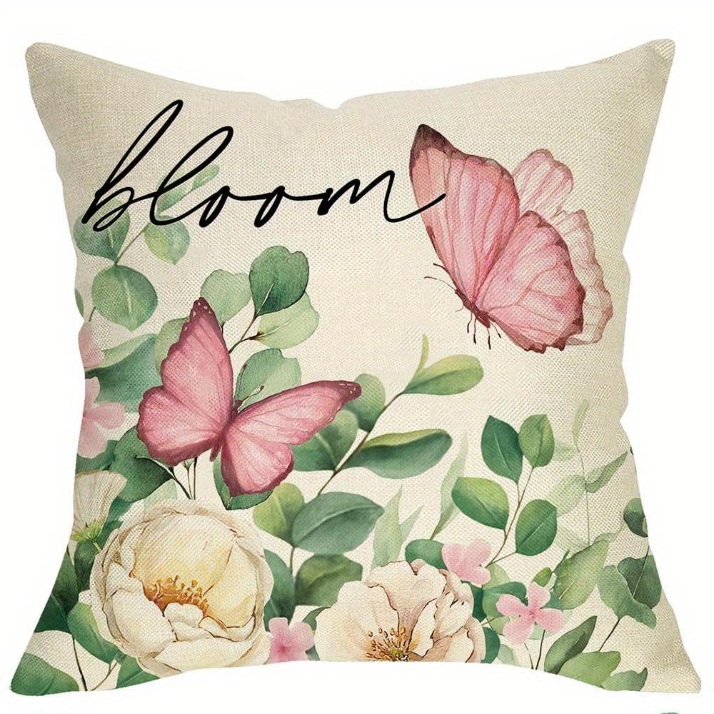 Idyllic Floral - Butterfly Pillow Covers with Uplifting QuotesLiving room sofa cushion cover, room decoration