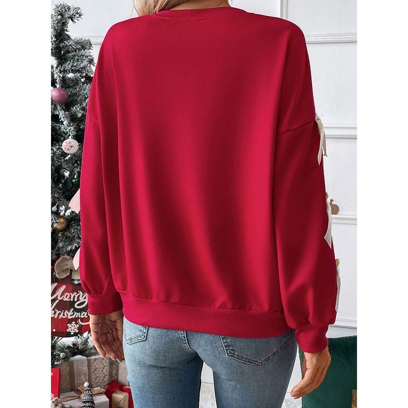 American Shiying Bows Decoration Long Sleeves Tops Female 2025 Winter New Design Sense Pullover Sweatshirt Female