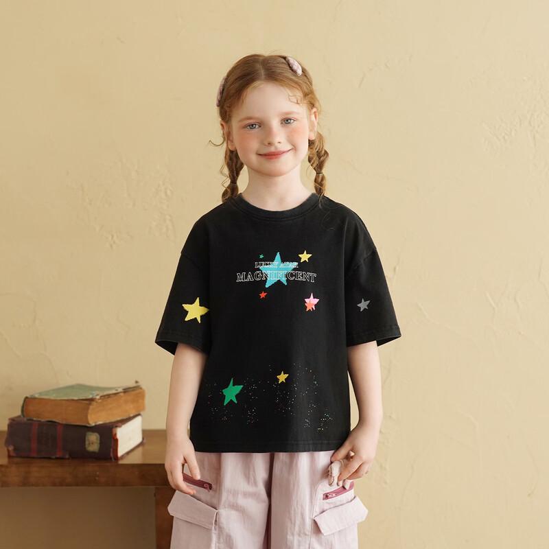 Girls  Star Print Cotton Short Sleeve T-Shirt 140