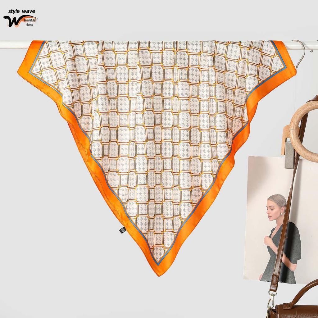 Spring/Summer Korean-Style Printed Silk-Like Scarf: Fashionable, Versatile, Hot-Selling Neck Accessory for Women.